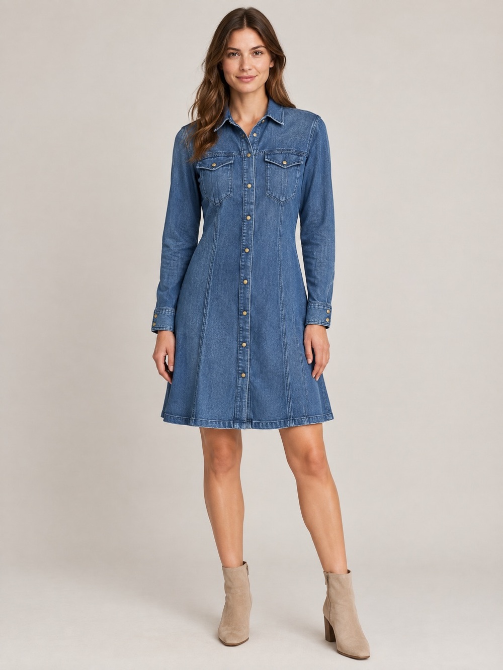 G-Star Blue Denim Long-Sleeve Shirt Dress